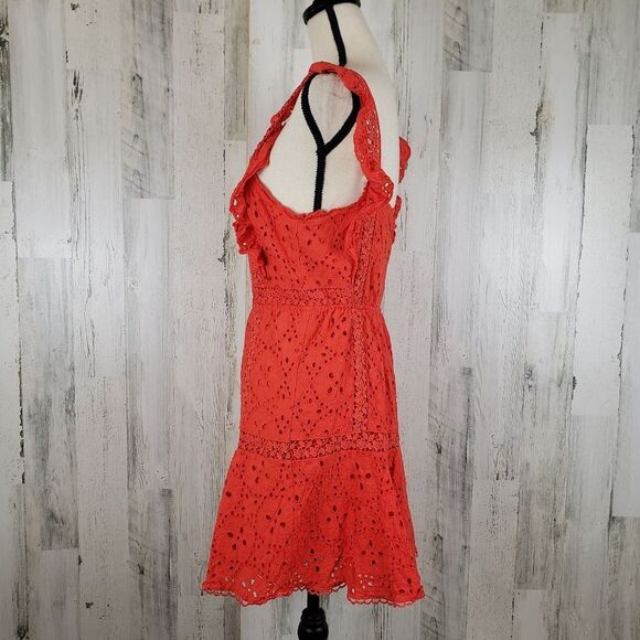 Betsey Johnson Red Eyelet Dress Sz 10 - Picture 7 of 11